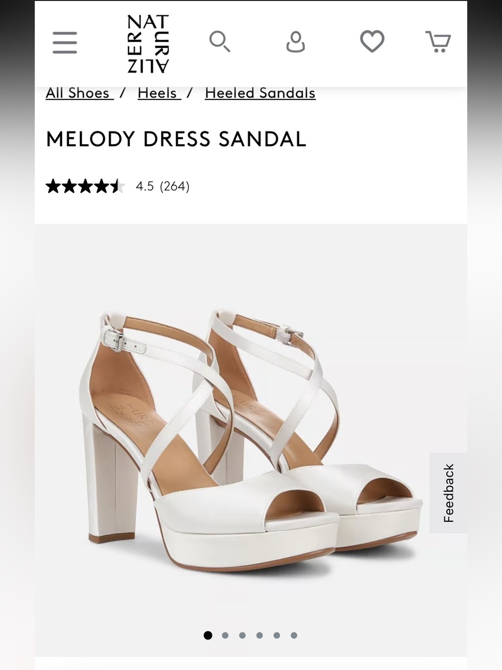 NWT Naturalizer Melody Dress Sandal- Pearl White, Size 7.5